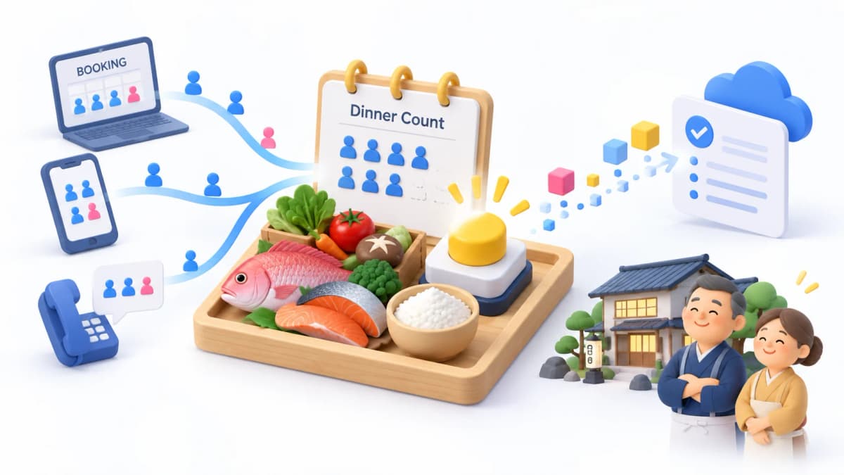 仕入れを確定した後の人数変更は宿が引き受ける。旅館・民宿の夕食食材を前日にどう決めるか